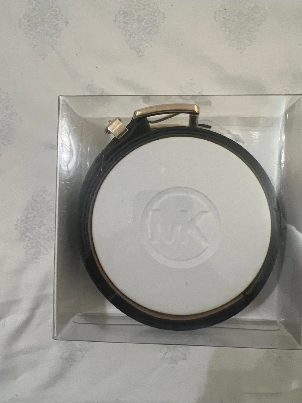 Michael Kors White Belt with Gold Logo Detailing
